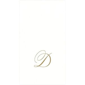 Caspari " Signature Gold Initial D Paper Linen Guest Towels, White Pearl, Pack of 24 Caspari " Signature Gold Initial D Paper Linen Guest Towels, White Pearl, Pack of 24