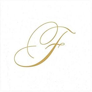 Caspari " Signature Gold Initial F Paper Linen Cocktail Napkins, White Pearl, Pack of 30 Caspari " Signature Gold Initial F Paper Linen Cocktail Napkins, White Pearl, Pack of 30