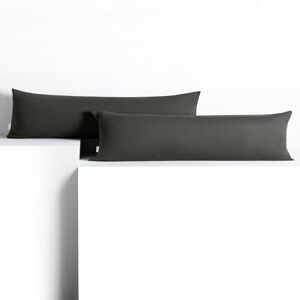 DecoKing 2 Pillowcases 20 x 145 cm Jersey 100% Combed Cotton Zip Graphite Amber - Pillowcases DecoKing 2 Pillowcases 20 x 145 cm Jersey 100% Combed Cotton Zip Graphite Amber - Pillowcases