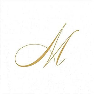 Caspari Signature Gold Initial M Paper Linen Cocktail Napkins, White Pearl, Pack of 30 Caspari Signature Gold Initial M Paper Linen Cocktail Napkins, White Pearl, Pack of 30