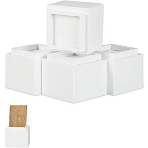 Relaxdays Furniture Riser Set Of 4, 8.5 cm Rise, Table, Chairs, Beds, Elephant Feet, 10x11.5x11.5 cm, White, Bamboo Relaxdays Furniture Riser Set Of 4, 8.5 cm Rise, Table, Chairs, Beds, Elephant Feet, 10x11.5x11.5 cm, White, Bamboo