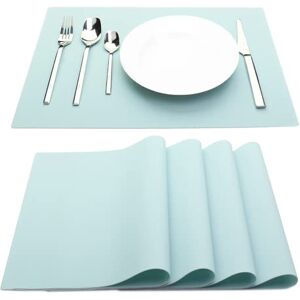 IYYI Silicone Placemats, Placemats for Kids, Placemats Set of 4 Waterproof Heat Resistant Non-Slip Placemats for Dining Table, Easy to Clean (Light Blue) IYYI Silicone Placemats, Placemats for Kids, Placemats Set of 4 Waterproof Heat Resistant Non-Slip Placemats for Dining Table, Easy to Clean (Light Blue)