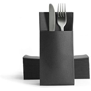 Alvotex Black Fabric-Like Cutlery Napkins - Napkins Alvotex Black Fabric-Like Cutlery Napkins - Napkins