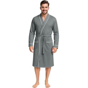 NY Threads Mens Knit Robe Lightweight Summer Cotton Blend Bathrobe, Grey, XXL NY Threads Mens Knit Robe Lightweight Summer Cotton Blend Bathrobe, Grey, XXL