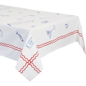 Talking Tables Fabric Large White Tablecloth Made from Recycled Cotton Rectangle, Reusable and Washable Table Cover for Alfresco Dining, Buffets, Weddings & Parties, Picnics 180cm x 140cm Talking Tables Fabric Large White Tablecloth Made from Recycled Cotton Rectangle, Reusable and Washable Table Cover for Alfresco Dining, Buffets, Weddings & Parties, Picnics 180cm x 140cm