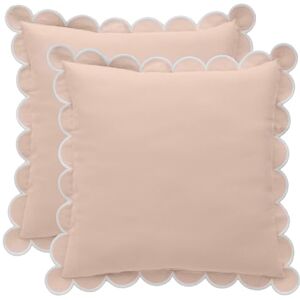 BEBE BASK Scalloped Pillow Cover Set of 2-18 x 18 Inch Scallop Pillow Covers Pink 100% Cotton Grandmillennial Style (Dusty Pink/White) BEBE BASK Scalloped Pillow Cover Set of 2-18 x 18 Inch Scallop Pillow Covers Pink 100% Cotton Grandmillennial Style (Dusty Pink/White)