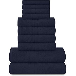 GC GAVENO CAVAILIA Towels Family Bale Set 10 Piece 100% Egyptian Cotton, 4x Face 4x Hand 2x Bath Towel, Premium Quality Highly Water Absorbent Bathroom Accessories, Machine Washable, Navy Blue GC GAVENO CAVAILIA Towels Family Bale Set 10 Piece 100% Egyptian Cotton, 4x Face 4x Hand 2x Bath Towel, Premium Quality Highly Water Absorbent Bathroom Accessories, Machine Washable, Navy Blue