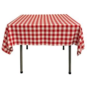 LA Linen Checkered Overlay Tablecloth, 58 by 58-Inch, Red/White LA Linen Checkered Overlay Tablecloth, 58 by 58-Inch, Red/White