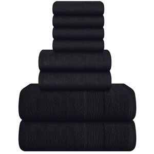 BELIZZI HOME Elvana Home 8 Piece Set 100% Ring Spun Cotton, 2 Bath Towels 27x54, 2 Hand Towels 16x28 and 4 Washcloths 13x13 Ultra Soft Highly Absorbent Machine Washable Hotel Spa Quality Black BELIZZI HOME Elvana Home 8 Piece Set 100% Ring Spun Cotton, 2 Bath Towels 27x54, 2 Hand Towels 16x28 and 4 Washcloths 13x13 Ultra Soft Highly Absorbent Machine Washable Hotel Spa Quality Black