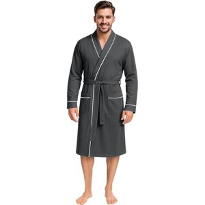 NY Threads Mens Knit Robe Lightweight Summer Cotton Blend Bathrobe, Dark Heather Grey, S NY Threads Mens Knit Robe Lightweight Summer Cotton Blend Bathrobe, Dark Heather Grey, S