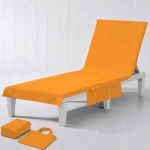GC GAVENO CAVAILIA Beach Chair Cover with Bag Luxury 100% Polyester Sun Lounger Towels with Side Pockets Plain Chaise Lounge Cover for Beach, Pool, Garden, Holiday & Travel (75 x 215 Cm) Orange GC GAVENO CAVAILIA Beach Chair Cover with Bag Luxury 100% Polyester Sun Lounger Towels with Side Pockets Plain Chaise Lounge Cover for Beach, Pool, Garden, Holiday & Travel (75 x 215 Cm) Orange