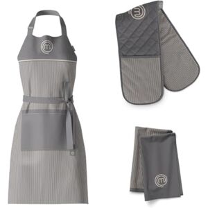 MasterChef Cotton Textiles Kitchen Gift Set, Includes Chef Apron, Double Oven Glove & Pack of 2 Tea Towels, All Items Feature Official Show Logo, Fully Machine Washable, Unisex, Earth Collection MasterChef Cotton Textiles Kitchen Gift Set, Includes Chef Apron, Double Oven Glove & Pack of 2 Tea Towels, All Items Feature Official Show Logo, Fully Machine Washable, Unisex, Earth Collection