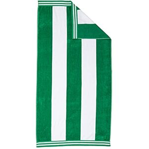 Superior Collection Combed Cotton Luxurious Jacquard Beach Towels, Dark Green Cabana Stripe, Oversized Superior Collection Combed Cotton Luxurious Jacquard Beach Towels, Dark Green Cabana Stripe, Oversized
