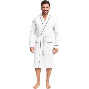 NY Threads Mens Knit Robe Lightweight Summer Cotton Blend Bathrobe, White, XL NY Threads Mens Knit Robe Lightweight Summer Cotton Blend Bathrobe, White, XL