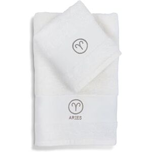 zer0bed Zodiac Zodiac Bath Towel Set, Set of 2, Face Towel, Guest Towel-Bidet, 100% Cotton, Plain with Embroidery, Aries zer0bed Zodiac Zodiac Bath Towel Set, Set of 2, Face Towel, Guest Towel-Bidet, 100% Cotton, Plain with Embroidery, Aries