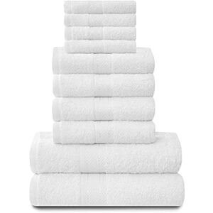 GC GAVENO CAVAILIA Towels Family Bale Set 10 Piece 100% Egyptian Cotton, 4x Face 4x Hand 2x Bath Towel, Premium Quality Highly Water Absorbent Bathroom Accessories, Machine Washable, White GC GAVENO CAVAILIA Towels Family Bale Set 10 Piece 100% Egyptian Cotton, 4x Face 4x Hand 2x Bath Towel, Premium Quality Highly Water Absorbent Bathroom Accessories, Machine Washable, White
