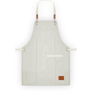 Barbary & Oak BO877004 Cotton Apron with Leather Details, Adjustable Straps, 4 Pockets, Cream Barbary & Oak BO877004 Cotton Apron with Leather Details, Adjustable Straps, 4 Pockets, Cream