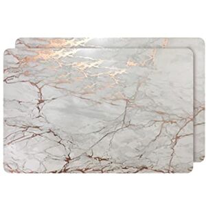 Dainty Home Placemats Kitchen Table Decor Set, Non-Slip Washable Heat Resistant Rose Gold 12x18 In Marble Rectangle Dainty Home Placemats Kitchen Table Decor Set, Non-Slip Washable Heat Resistant Rose Gold 12x18 In Marble Rectangle