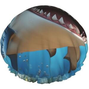 BTCOWZRV Cartoon Shark Swimming Print Shower Cap For Women Double Layer Waterproof Bath Cap Elastic Reusable Shower Hat Hair Protection Bath Hat For Spa Salon Bathing Ladies BTCOWZRV Cartoon Shark Swimming Print Shower Cap For Women Double Layer Waterproof Bath Cap Elastic Reusable Shower Hat Hair Protection Bath Hat For Spa Salon Bathing Ladies