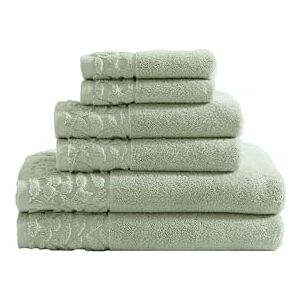 Laura Ashley Towel Set, Luxuriously Soft & Absorbent Cotton Towels, Fade Resistant & Low Linting, Chic Bathroom Decor (Marilyn Green, 6-Piece) Laura Ashley Towel Set, Luxuriously Soft & Absorbent Cotton Towels, Fade Resistant & Low Linting, Chic Bathroom Decor (Marilyn Green, 6-Piece)