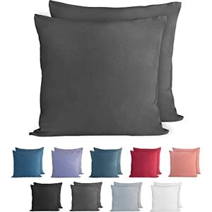 Komfortec 100% cotton cushion covers, set of 2, 60 x 60 cm, super soft premium jersey pillowcase, 150 g/m², cushion cover, anthracite Komfortec 100% cotton cushion covers, set of 2, 60 x 60 cm, super soft premium jersey pillowcase, 150 g/m², cushion cover, anthracite