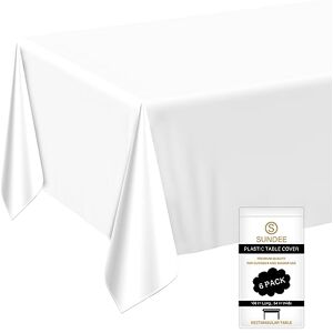 sundee 6 Pack Premium Disposable Plastic White Tablecloth (54"x 108") , Rectangle Table Cover for Wedding, Party, Banquet, Burgundy sundee 6 Pack Premium Disposable Plastic White Tablecloth (54"x 108") , Rectangle Table Cover for Wedding, Party, Banquet, Burgundy