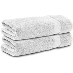 Komfortec Set of 2 Bath Towels, 70 x 140 cm Size, Double Pack, 100% Cotton, Hand Towels, Terry Cloth, Soft, Absorbent, White Komfortec Set of 2 Bath Towels, 70 x 140 cm Size, Double Pack, 100% Cotton, Hand Towels, Terry Cloth, Soft, Absorbent, White