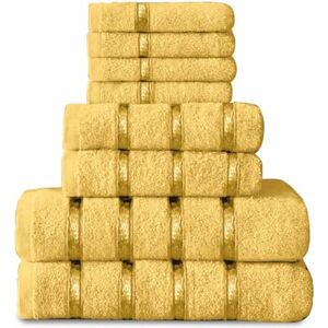 GC GAVENO CAVAILIA 8 Piece Egyptian Cotton Towels Quick Dry Highly Absorbent Bathroom Towel Bale (4 Face Towel + 2 Hand Towel + 2 Bath Towel) Ochre GC GAVENO CAVAILIA 8 Piece Egyptian Cotton Towels Quick Dry Highly Absorbent Bathroom Towel Bale (4 Face Towel + 2 Hand Towel + 2 Bath Towel) Ochre