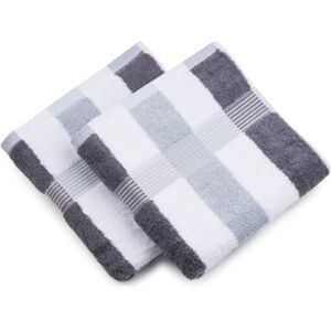 Gözze Handtuch, 2er Set, New York Streifen 50/100 cm, anthrazit/weiß/silber Gözze Handtuch, 2er Set, New York Streifen 50/100 cm, anthrazit/weiß/silber