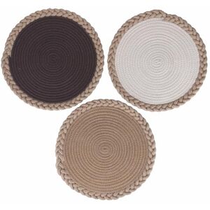 Tivoli Set of 3 Polycotton Placemats, Jute Weave Frame, Diameter 38 x 1.5 cm, Shades of Chocolate Tivoli Set of 3 Polycotton Placemats, Jute Weave Frame, Diameter 38 x 1.5 cm, Shades of Chocolate