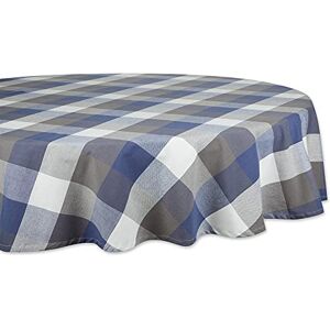 DII Tri-Color Check Collection 100% Cotton Tabletop, Tablecloth, 70" Round, French Blue DII Tri-Color Check Collection 100% Cotton Tabletop, Tablecloth, 70" Round, French Blue
