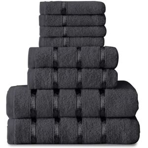 GC GAVENO CAVAILIA 8 Piece Egyptian Cotton Towels Quick Dry Highly Absorbent Bathroom Towel Bale (4 Face Towel + 2 Hand Towel + 2 Bath Towel) Charcoal GC GAVENO CAVAILIA 8 Piece Egyptian Cotton Towels Quick Dry Highly Absorbent Bathroom Towel Bale (4 Face Towel + 2 Hand Towel + 2 Bath Towel) Charcoal
