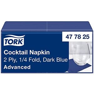 Tork 477825 Dark Blue Cocktail Napkin / 2 Ply Advanced, Unprinted Serviette in Navy Blue / 12 x 200 Sheets (WxL: 11.9cm x 12cm) Tork 477825 Dark Blue Cocktail Napkin / 2 Ply Advanced, Unprinted Serviette in Navy Blue / 12 x 200 Sheets (WxL: 11.9cm x 12cm)