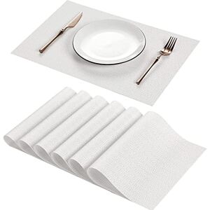 AHHFSMEI White Woven Vinyl Placemat Set of 6 - Dining Table Accessories AHHFSMEI White Woven Vinyl Placemat Set of 6 - Dining Table Accessories