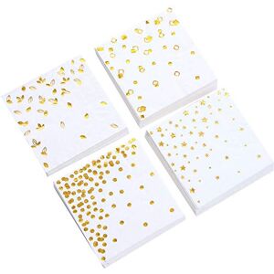 Winoo Design 100 Gold Foil Cocktail Napkins 4 Assorted Designs Folded 5 x 5 Inches Disposable Party Napkins Bulk 3-Ply White Paper Napkins are Perfect for Dinner, Wedding, Baby Shower, Bridal Shower, Birthday Winoo Design 100 Gold Foil Cocktail Napkins 4 Assorted Designs Folded 5 x 5 Inches Disposable Party Napkins Bulk 3-Ply White Paper Napkins are Perfect for Dinner, Wedding, Baby Shower, Bridal Shower, Birthday