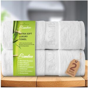 GC GAVENO CAVAILIA Large Bath Towel Bamboo Towels 2 Pack (70x120cm) Highly Absorbent Quick Dry Towels (40% Cotton, 60% Bamboo) Washable Bathroom Towel White 500 GSM GC GAVENO CAVAILIA Large Bath Towel Bamboo Towels 2 Pack (70x120cm) Highly Absorbent Quick Dry Towels (40% Cotton, 60% Bamboo) Washable Bathroom Towel White 500 GSM