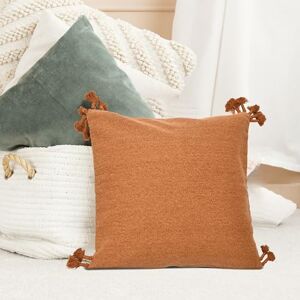 Creative Labs 20" Square Canvas Pillow Tassels Decorative Pillow Cover, Rust Creative Labs 20" Square Canvas Pillow Tassels Decorative Pillow Cover, Rust
