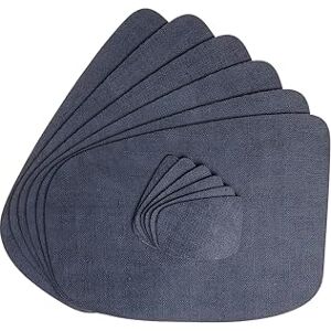 DAG Style Set of 6 American Teardrop Shape Placemats + 6 Coasters, Jute Light Blue Blueberry, 30 x 40 cm, Anti-Bacterial PVC Jute Effect, Stain Resistant, Made in Italy DAG Style Set of 6 American Teardrop Shape Placemats + 6 Coasters, Jute Light Blue Blueberry, 30 x 40 cm, Anti-Bacterial PVC Jute Effect, Stain Resistant, Made in Italy