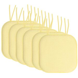 Sweet Home Collection Chair Cushion Memory Foam Pads with Ties Honeycomb Pattern Slip Non Skid Rubber Back Rounded Square 16" x 16" Seat Cover, 6 Pack, Yellow Sweet Home Collection Chair Cushion Memory Foam Pads with Ties Honeycomb Pattern Slip Non Skid Rubber Back Rounded Square 16" x 16" Seat Cover, 6 Pack, Yellow