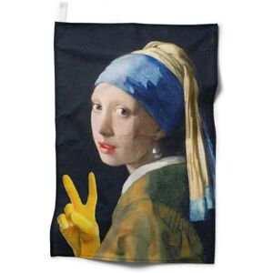 IF Dry Humour - Tea Towel - The Girl with a Yellow Glove - Tea Towel IF Dry Humour - Tea Towel - The Girl with a Yellow Glove - Tea Towel