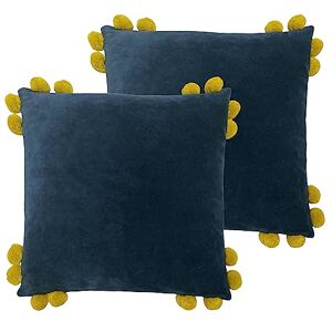 furn. Hoola Pom-Pom Feather Filled Cushion Twin Pack, Navy/Olive, 45 x 45cm furn. Hoola Pom-Pom Feather Filled Cushion Twin Pack, Navy/Olive, 45 x 45cm