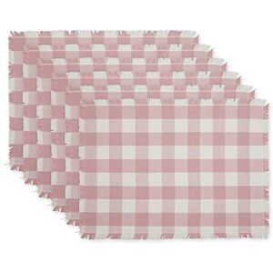 DII Heavyweight Fringed Check Tabletop Collection, Placemat Set, 13x19, Pale Mauve, 6 Piece DII Heavyweight Fringed Check Tabletop Collection, Placemat Set, 13x19, Pale Mauve, 6 Piece