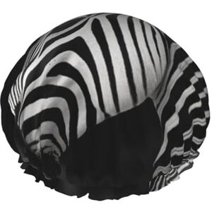 BTCOWZRV Black & White Zebra Print Shower Cap For Women Double Layer Waterproof Bath Cap Elastic Reusable Shower Hat Hair Protection Bath Hat For Spa Salon Bathing Ladies BTCOWZRV Black & White Zebra Print Shower Cap For Women Double Layer Waterproof Bath Cap Elastic Reusable Shower Hat Hair Protection Bath Hat For Spa Salon Bathing Ladies