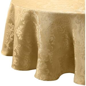 Elrene Damask Tablecloth - 70 Inches Round - Gold Elrene Damask Tablecloth - 70 Inches Round - Gold