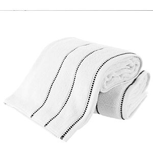Lavish Home Luxury Cotton Towel Set- 2 Piece Bath Sheet Set Made From 100% Zero Twist Cotton- Quick Dry, Soft and Absorbent By Bedford Home (White/Black) Lavish Home Luxury Cotton Towel Set- 2 Piece Bath Sheet Set Made From 100% Zero Twist Cotton- Quick Dry, Soft and Absorbent By Bedford Home (White/Black)