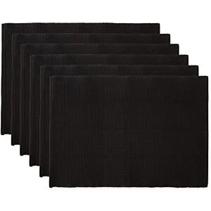 DII Basic Everyday Ribbed Tabletop 100% Cotton, Placemat Set, 13x19, Black, 6 Piece DII Basic Everyday Ribbed Tabletop 100% Cotton, Placemat Set, 13x19, Black, 6 Piece