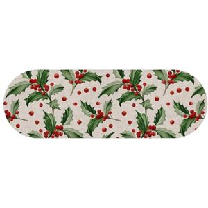 Holly Vinyl Christmas Table Runner - Table Decor Holly Vinyl Christmas Table Runner - Table Decor
