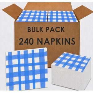 Talking Tables 240 x Blue Gingham Disposable Napkins, Recycled Checkered Paper Serviettes for Picnics, BBQ & Al Fresco Dining, Birthday, Weddings, 3-ply, 33cm Talking Tables 240 x Blue Gingham Disposable Napkins, Recycled Checkered Paper Serviettes for Picnics, BBQ & Al Fresco Dining, Birthday, Weddings, 3-ply, 33cm