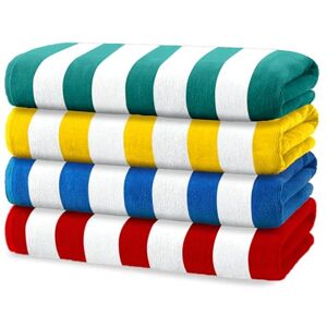 BEN KAUFMAN SALES CO Kaufman Bright Colored Beach Towels 100% Cotton Oversized Large Beach Towel Cabana Striped Towels for Beach/Pool/Hot Tub Lightweight Velour Beach Towels Set 30" x 60" 4 Pack BEN KAUFMAN SALES CO Kaufman Bright Colored Beach Towels 100% Cotton Oversized Large Beach Towel Cabana Striped Towels for Beach/Pool/Hot Tub Lightweight Velour Beach Towels Set 30" x 60" 4 Pack