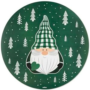 Excelsa Green Winter Christmas Placemats, Set of 2, Round 38 cm, Green with Gnome Excelsa Green Winter Christmas Placemats, Set of 2, Round 38 cm, Green with Gnome